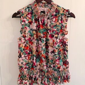 J. Crew Multicolor Floral Ruffle Blouse